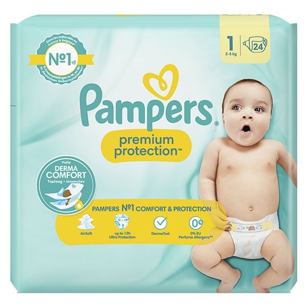 Pampers Premium Protection Taille 1 Couches x24 2kg - 5kg Notre N
