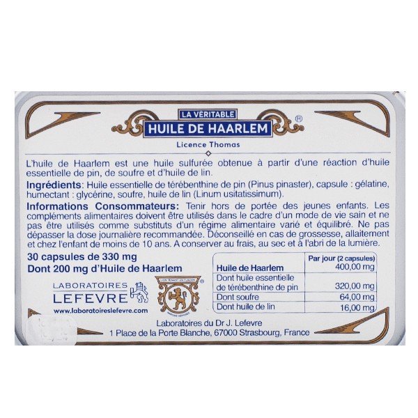 HUILE DE HAARLEM 60 Capsules - La Véritable, L' originale - 3401597816604