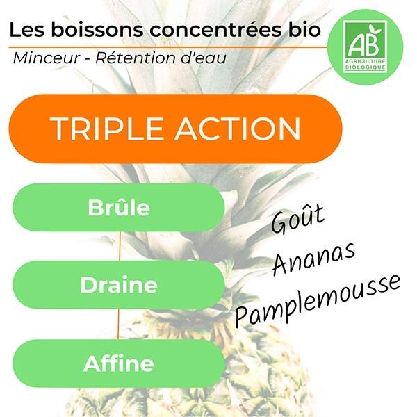 Infusion Minceur 10 Bio • Brûleur • Draineur • 10 plantes & fruits •  Extrait d'ananas bio • Concentrés Végétaux Solubles (CVS) • Bio • 30  sachets •