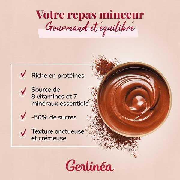 Gerlinéa - Crème Repas Minceur - Substitut de Repas Complet et Rapide -  Saveur : Chocolat - 192686
