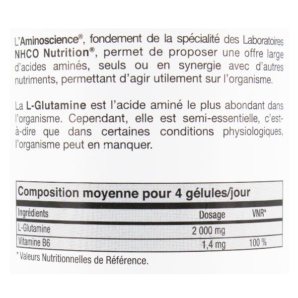 NHCO L-glutamine acide aminé semi-essentiel - 84 gélules - Pharmacie en  ligne